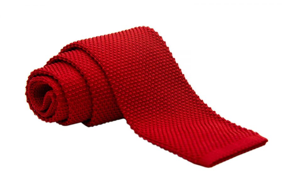 Γραβάτα πλεκτή κόκκινη, Μετάξι 100%