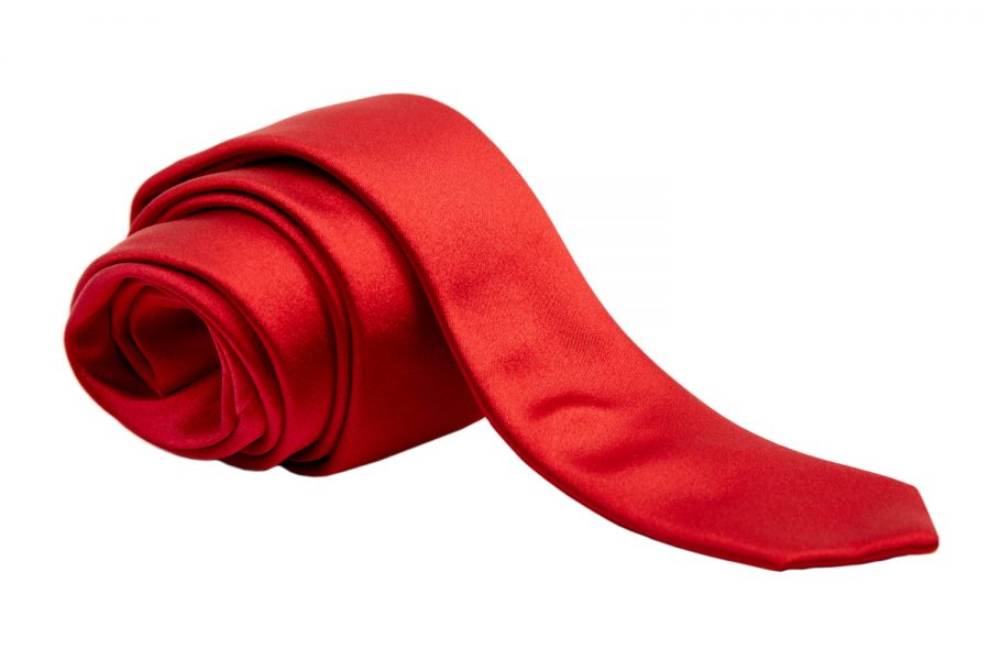 Γραβάτα κόκκινη σατινέ slim, Μετάξι 100%