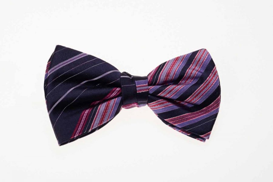 Παπιγιόν μπλε με ρίγες μωβ, Μετάξι 100%