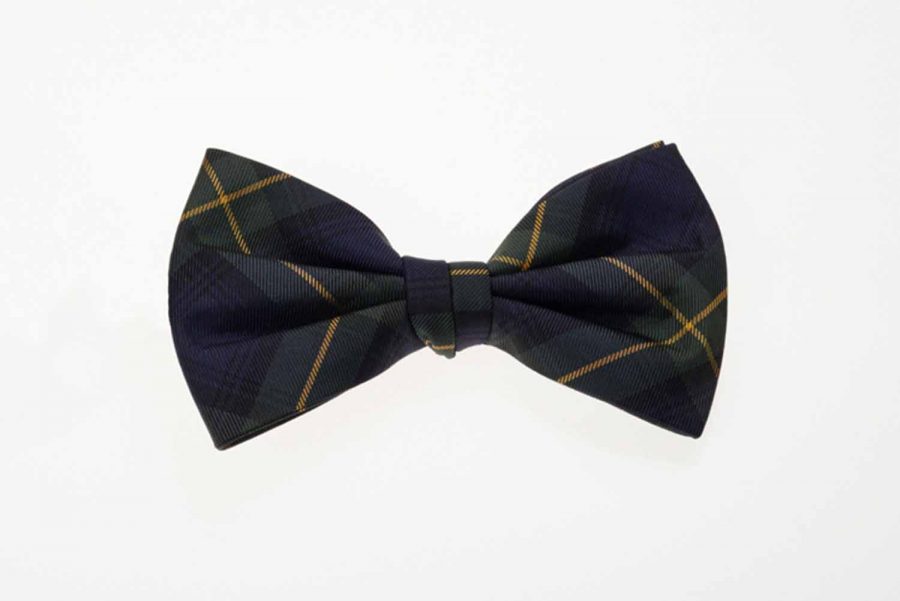 Παπιγιόν μπλε πράσινο με καρό κίτρινο, Μετάξι 100%