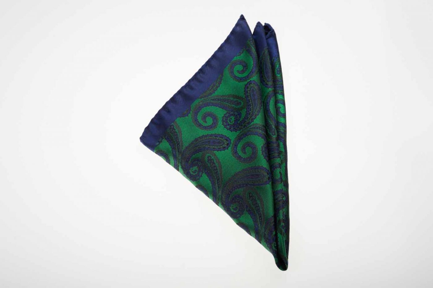 Pochette μπλε με πράσινο λαχούρι, Μετάξι 100% 1 Pochette μπλε με πράσινο λαχούρι, Μετάξι 100%