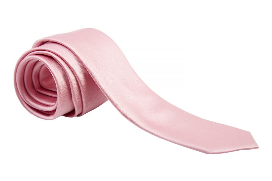 Γραβάτα ροζ μονόχρωμη σατινέ, Slim, Μετάξι 100%