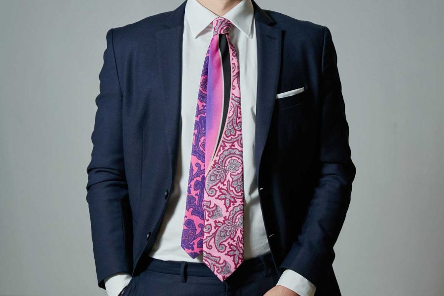 Γραβάτα ροζ με λαχούρια, Μετάξι 100%