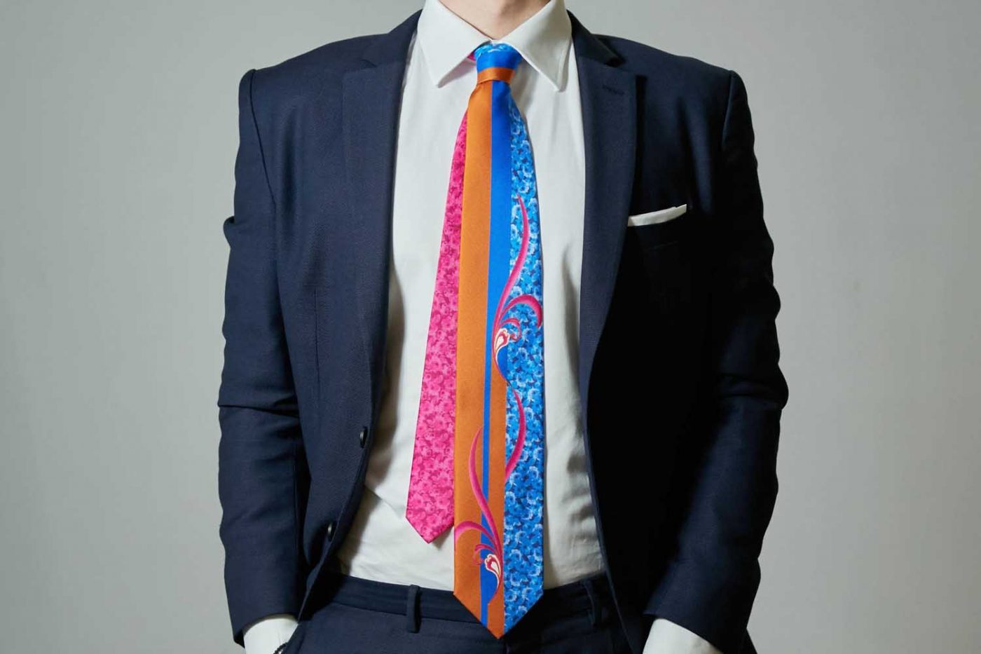 Γραβάτα λαχούρι - floral, Double sided, Μετάξι 100%