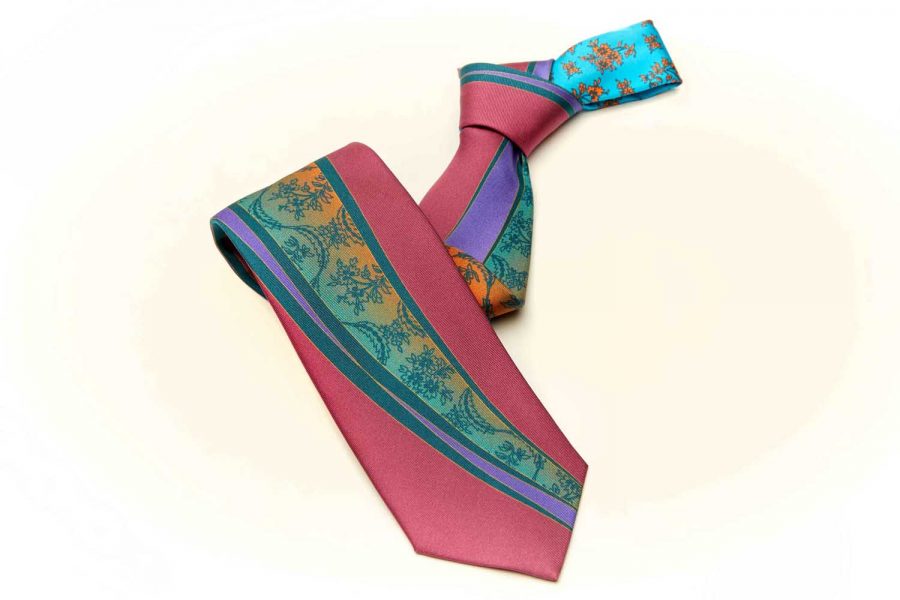 Γραβάτα πολύχρωμη fantasy, Double sided, Μετάξι 100%