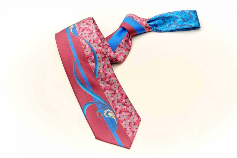 Γραβάτα fantasy - floral, Double sided, Μετάξι 100%