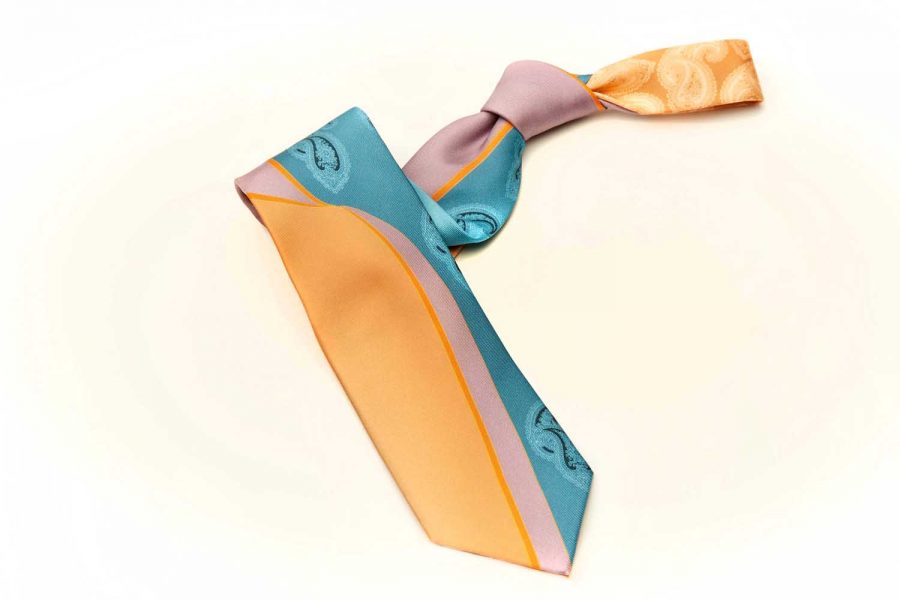 Γραβάτα πολύχρωμη με λαχούρι, Double sided, Μεταξωτή 100%