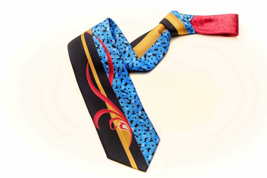 Γραβάτα με floral σχέδια, Double sided, Μετάξι 100%