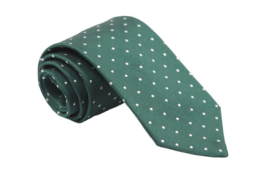 Γραβάτα μεταξωτή πράσινη πουά