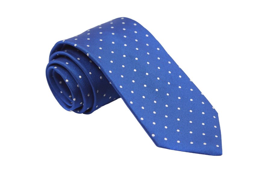 Γραβάτα μεταξωτή blue electric με dots