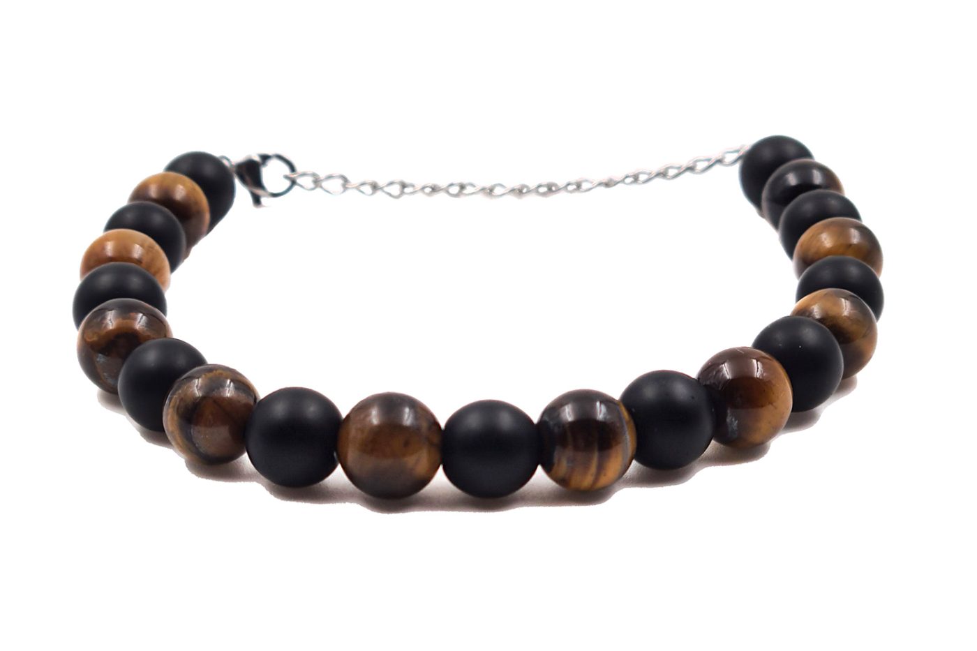 BRAC834 Βραχιόλι tiger's eye και μαύρο