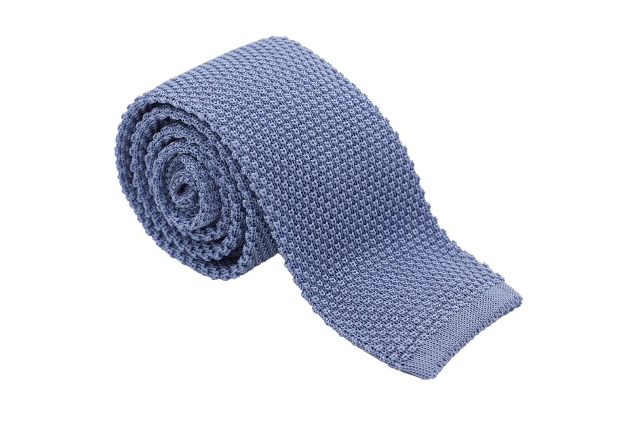 Γραβάτα πλεκτή γαλάζια, Μετάξι 100%