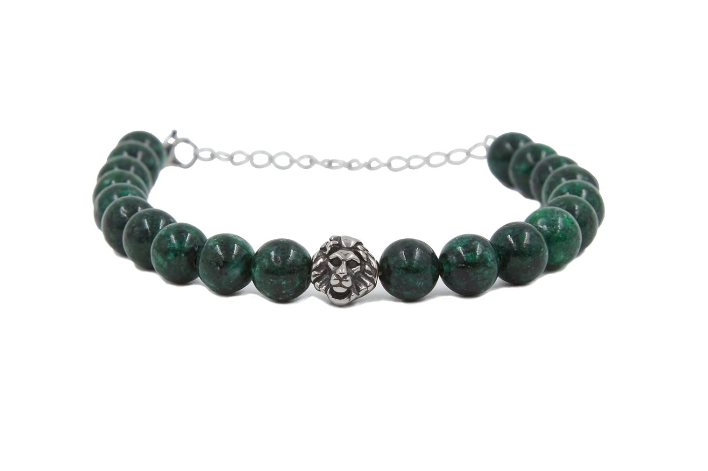 BRAC745 Βραχιόλι πράσινο σκούρο με λιονταράκι