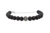 BRAC746 Βραχιόλι μαύρο ματ με λιονταράκι