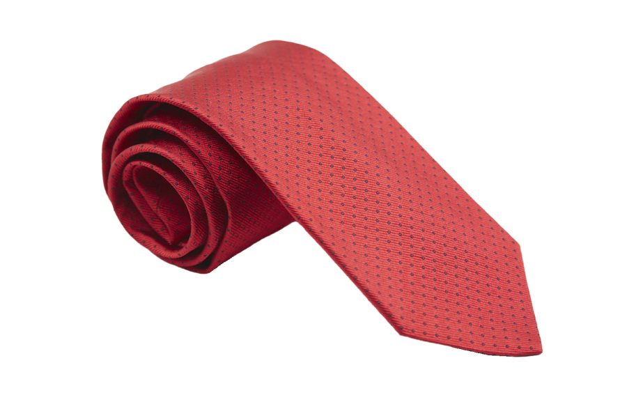 Γραβάτα κόκκινη με μικρά μπλε πουά, Μετάξι 100%
