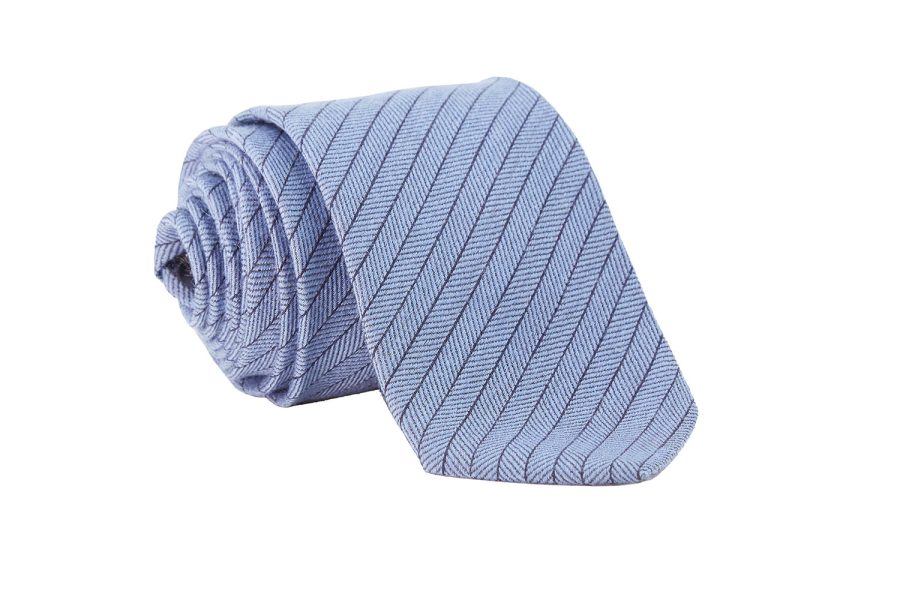 Γραβάτα γαλάζια ριγέ, Μαλλί 100%