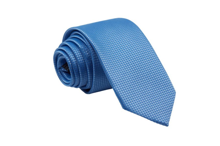 Γραβάτα γαλάζια πικέ 7cm, Μετάξι 100%