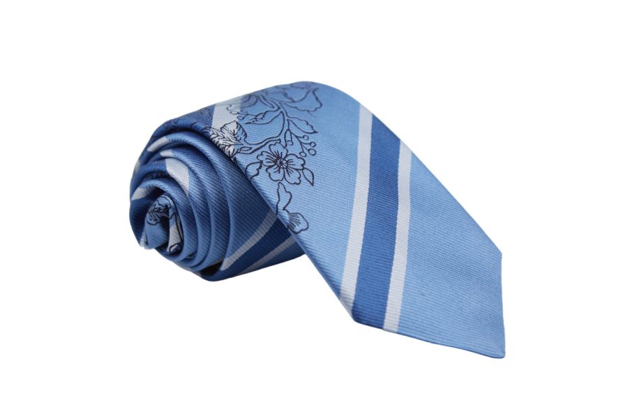 Γραβάτα μπλε φλοράλ, Μετάξι 100%