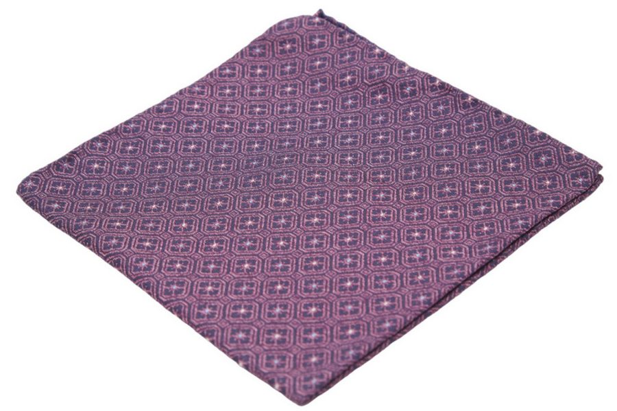 Μαντήλι τσέπης ροζ / μαύρα στοιχεία με λευκές και γαλάζιες βούλες