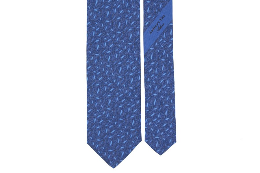 Μεταξωτή γραβάτα μπλε με γαλάζια σχέδια