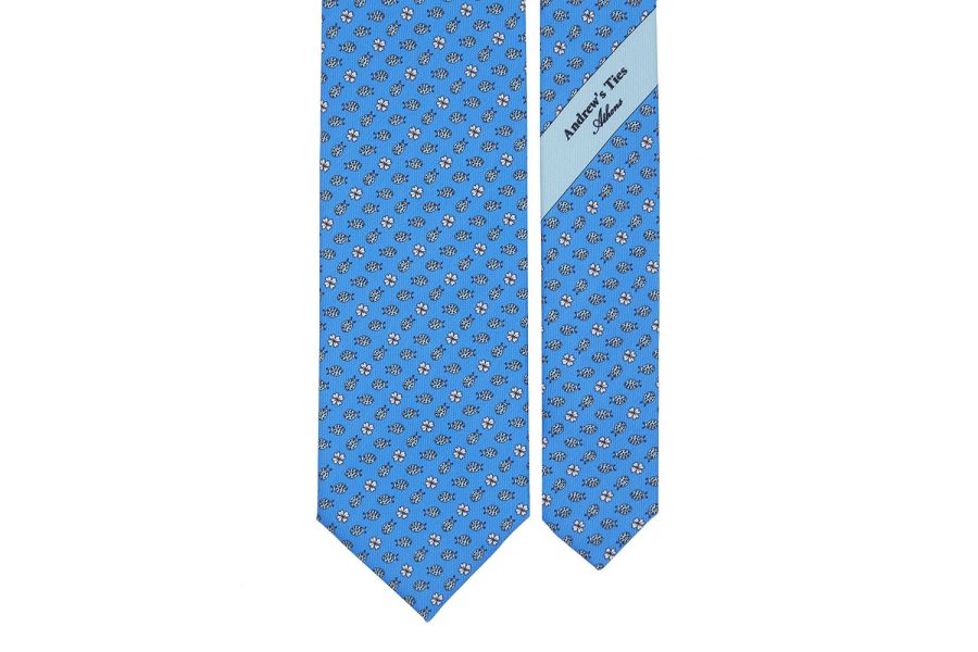Μεταξωτή γραβάτα γαλάζια με πασχαλίτσες