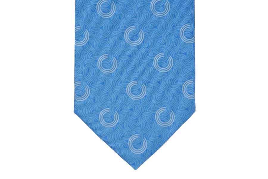 Μεταξωτή γραβάτα γαλάζια με λευκά σχέδια