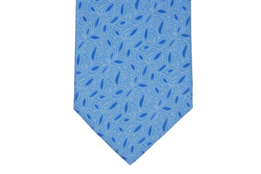 Μεταξωτή γραβάτα γαλάζια με μπλε σχέδια