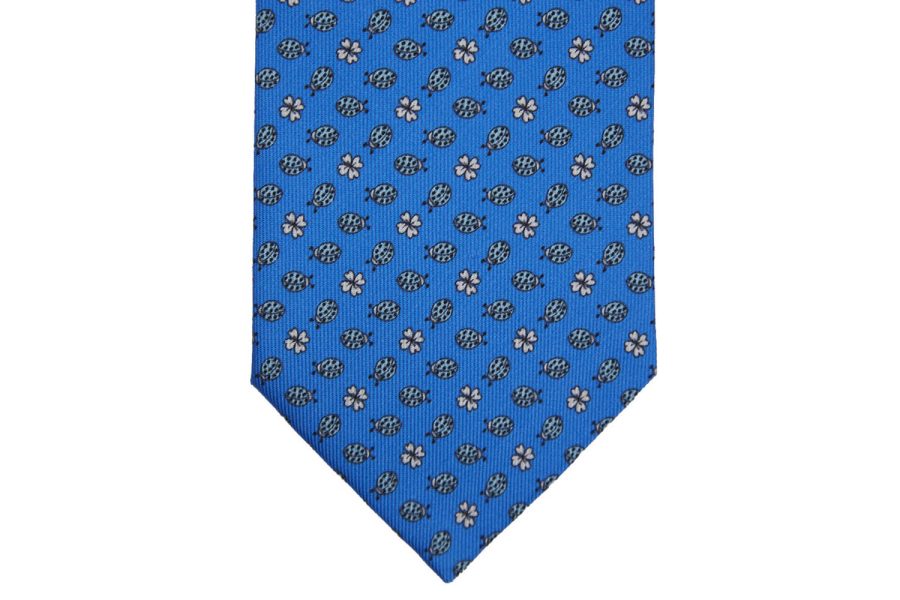 Μεταξωτή γραβάτα γαλάζια με πασχαλίτσες