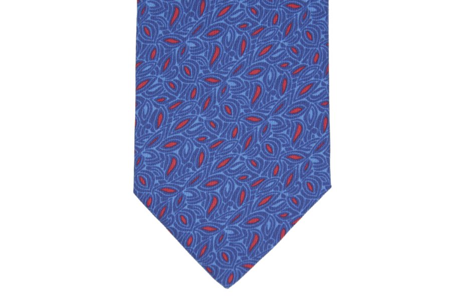 Μεταξωτή γραβάτα μπλε με κόκκινα σχέδια