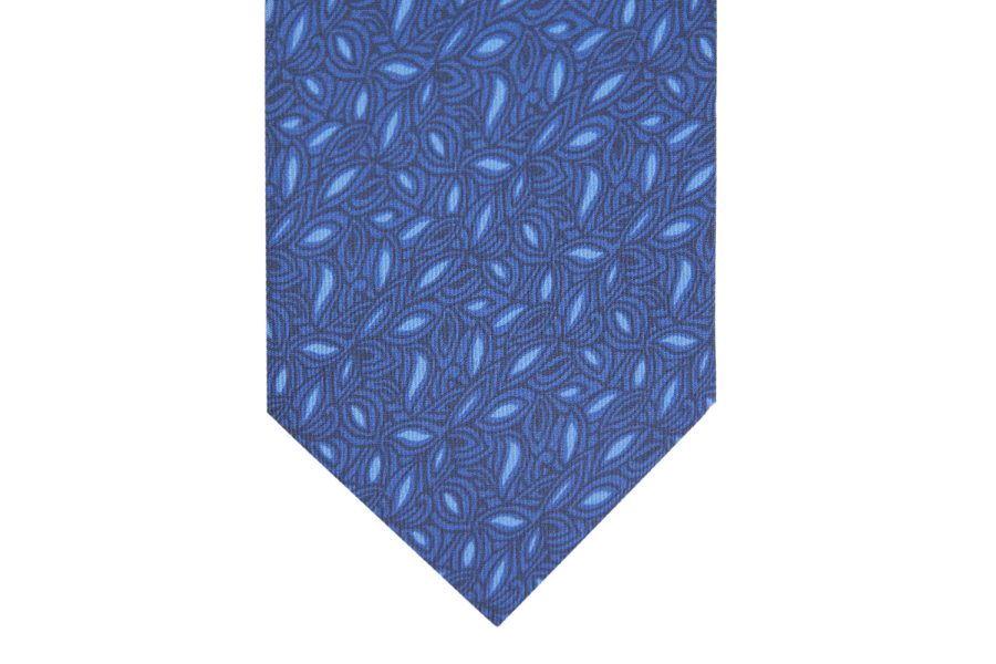 Μεταξωτή γραβάτα μπλε με γαλάζια σχέδια