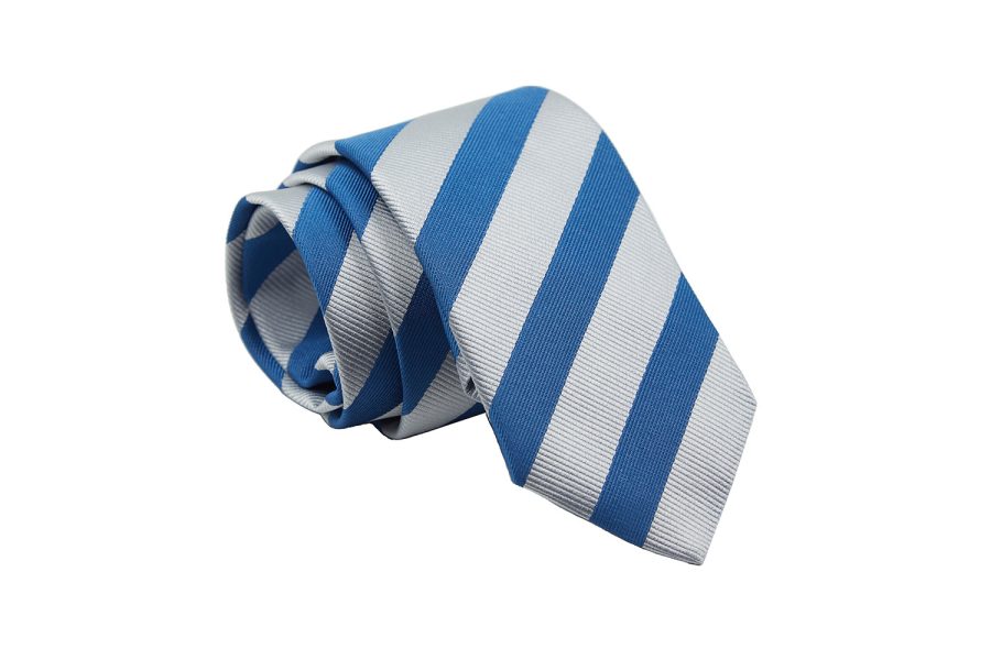 Γραβάτα γαλάζιο / λευκό, Μετάξι 100%