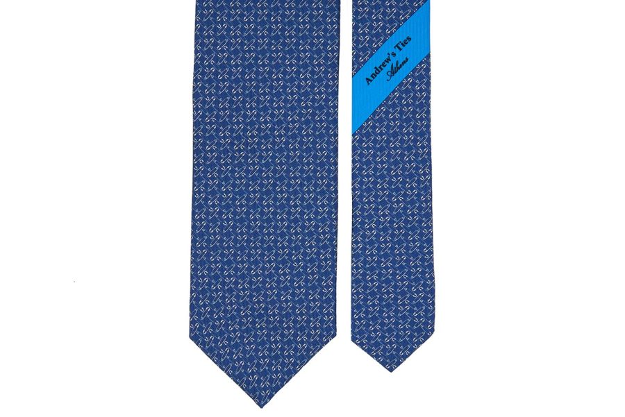 Μεταξωτή γραβάτα μπλε με παραμάνες