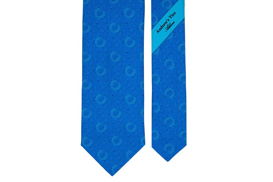 Μεταξωτή γραβάτα μπλε με κύκλους
