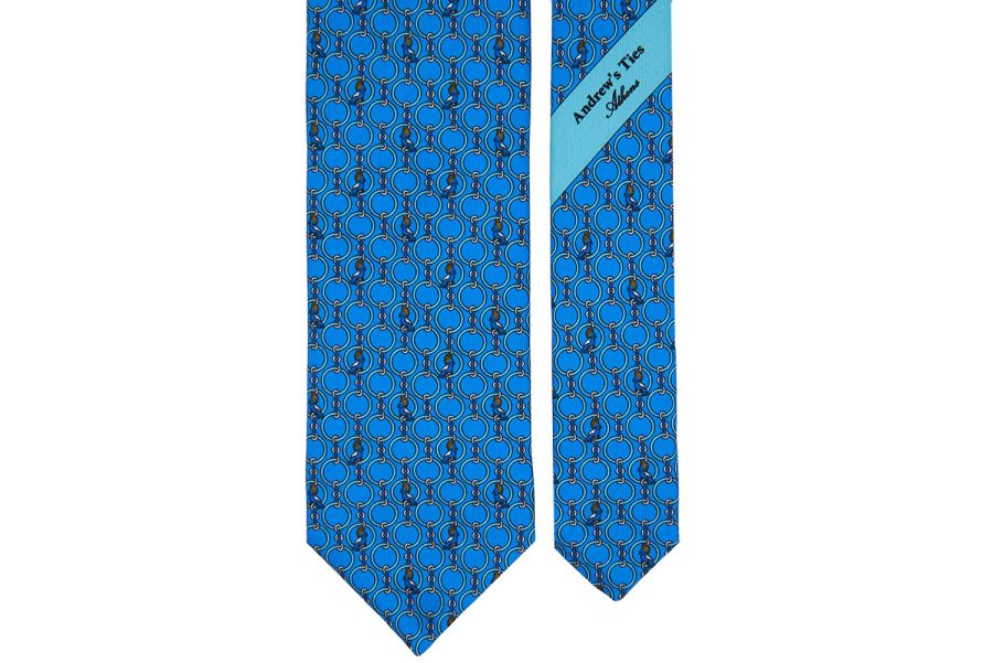 Μεταξωτή γραβάτα γαλάζια με πουλάκια