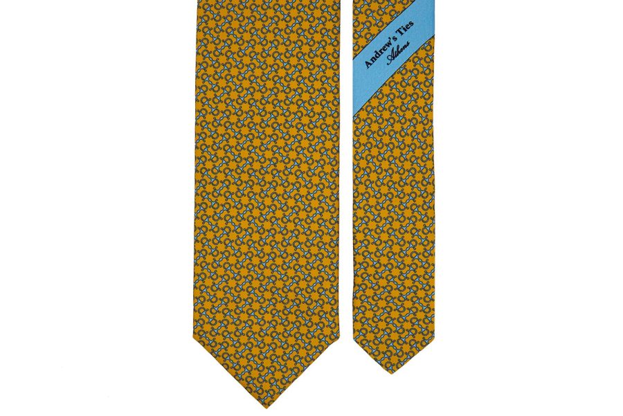 Μεταξωτή γραβάτα κίτρινη με στομίδες