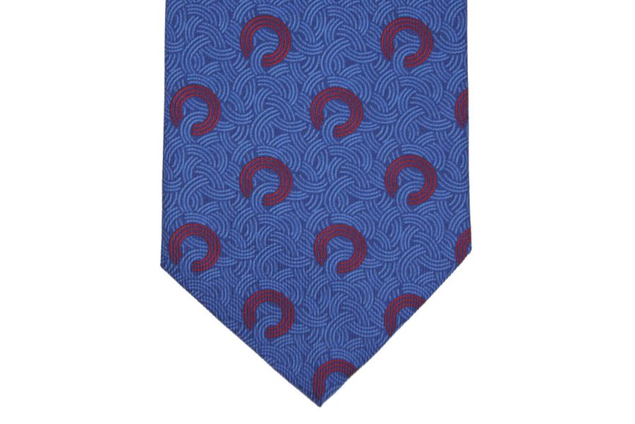 Μεταξωτή γραβάτα μπλε με κόκκινους κύκλους