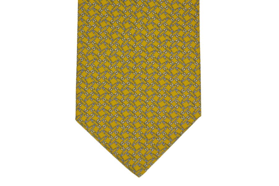 Μεταξωτή γραβάτα κίτρινη με παραμάνες