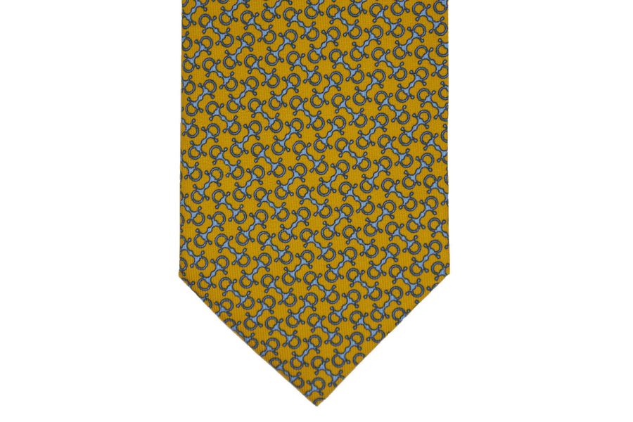 Μεταξωτή γραβάτα κίτρινη με στομίδες