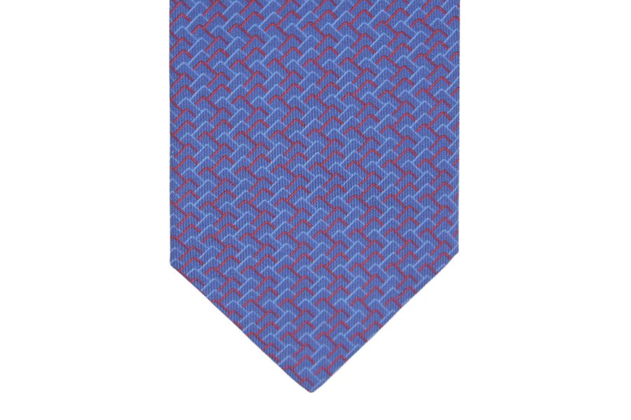 Μεταξωτή γραβάτα μπλε με κόκκινα σχέδια