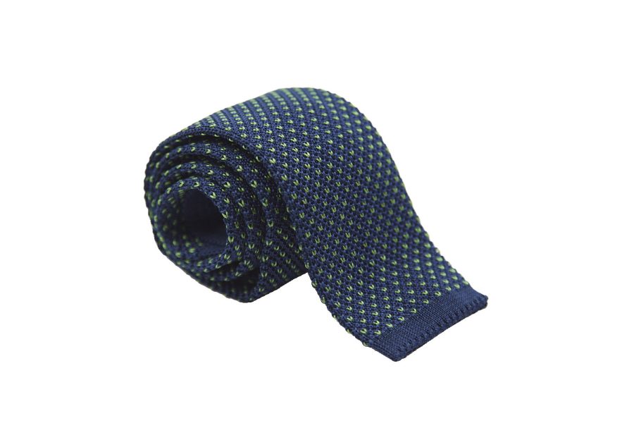 Γραβάτα πλεκτή μπλε / πράσινα dots