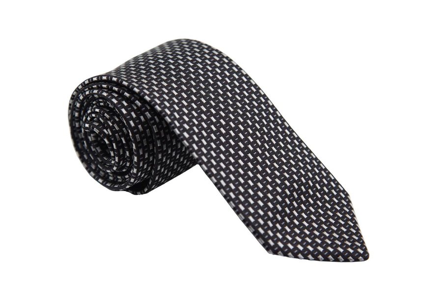 Γραβάτα μαύρη / λευκά και γκρι σχέδια