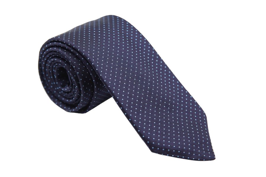 Γραβάτα μπλε / γαλάζια πουά μετάξι 100%