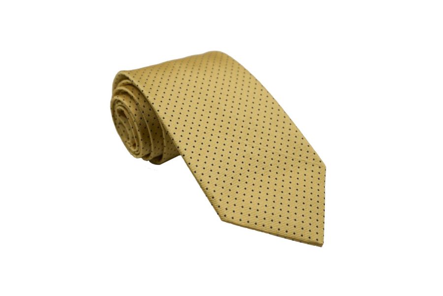 Γραβάτα κίτρινη / μπλε μικρά πουά