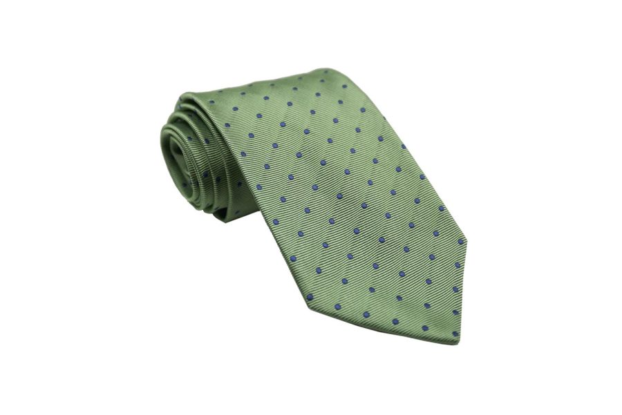Γραβάτα πράσινη / μπλε πουά
