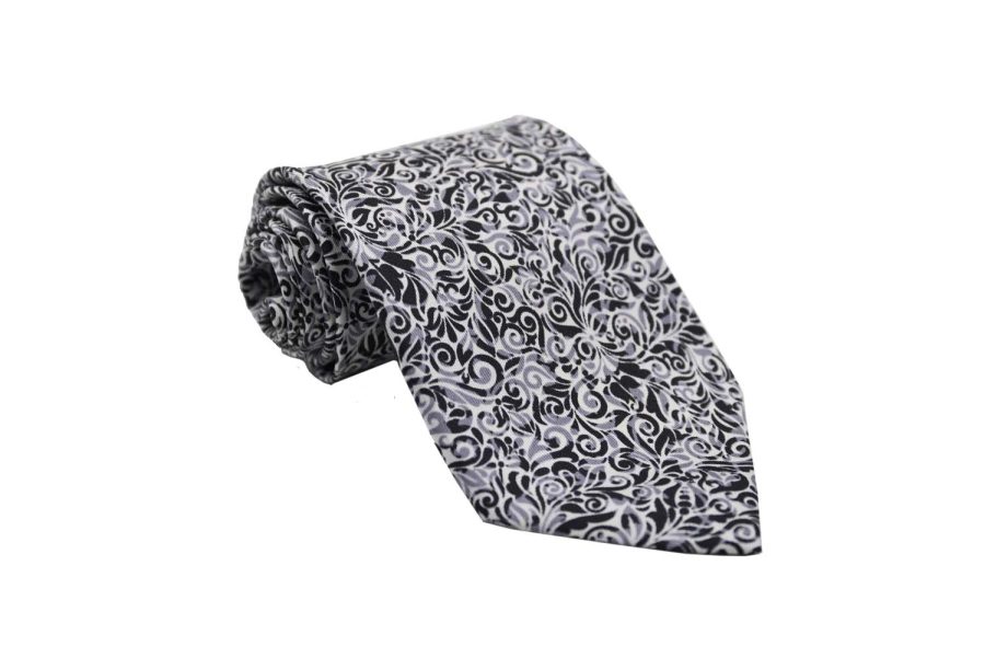 Γραβάτα λευκή / μαύρα λαχούρια