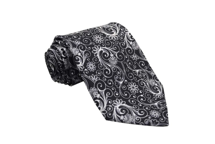 Γραβάτα μαύρη / λευκά λαχούρια