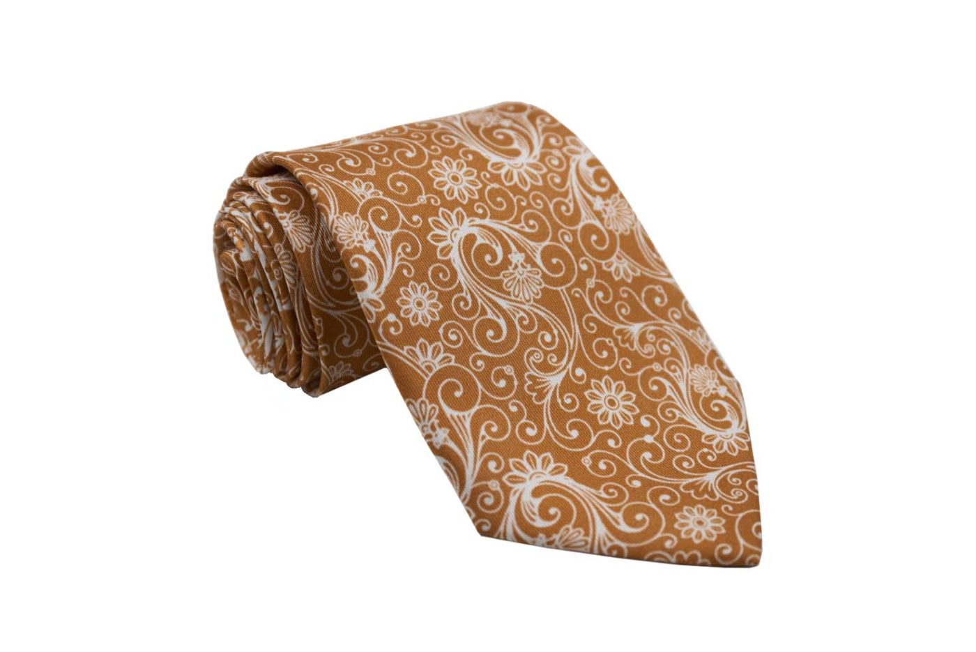 Γραβάτα πορτοκαλί / λευκά λαχούρια