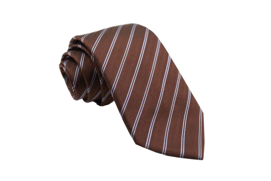 Γραβάτα καφέ / γαλάζιες ρίγες