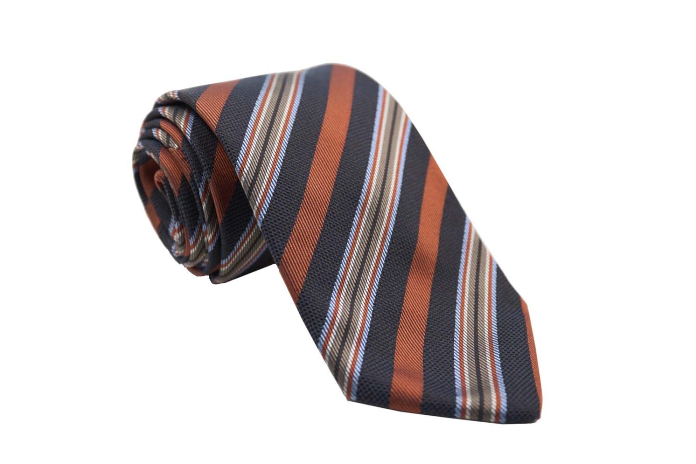Γραβάτα καφέ / πορτοκαλί ρίγες