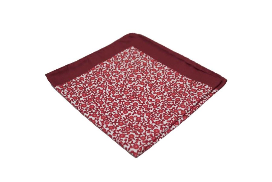 Μαντήλι τσέπης λευκό / κόκκινα λουλούδια